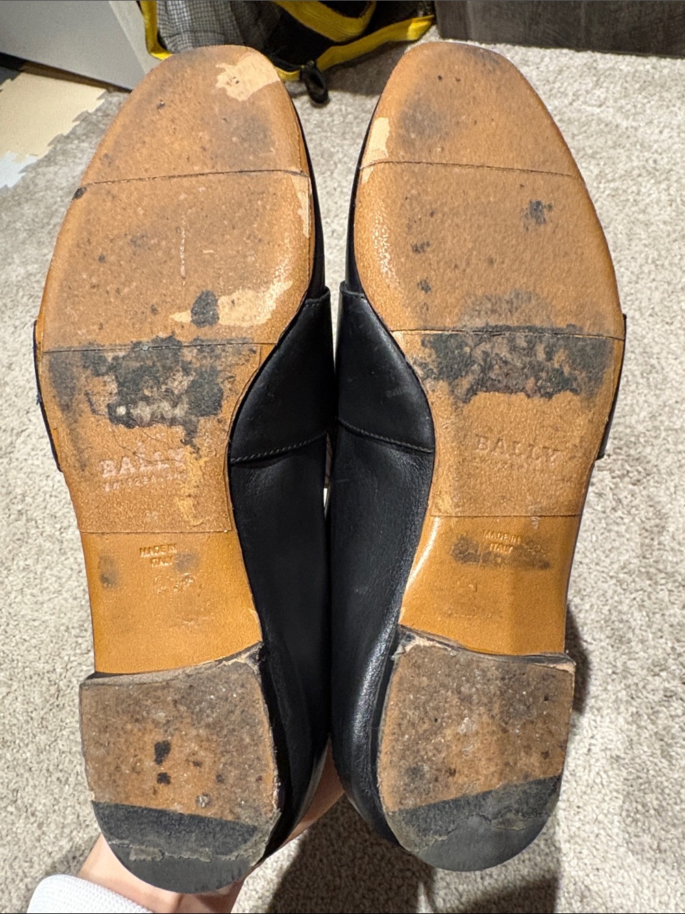 Bally Black Leather Loafers with Gold Buckle - Picture 4 of 4